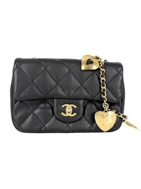 Chanel Shoulder Bag Heart Charm Mini Quilted Chain Turnlock Crossbody Mini CC